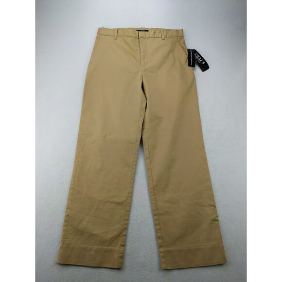 Womens Chaps Stretch Fabric Chino Pants Size 4 Tan Brown W/Tags - Picture 1 of 10